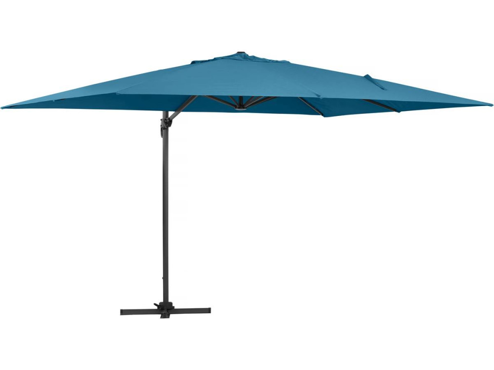 Parasol jardin déporté Alu "Sun 4" - Rectangle - 3 x 4 m - Bleu - Dalles à lester incluses
