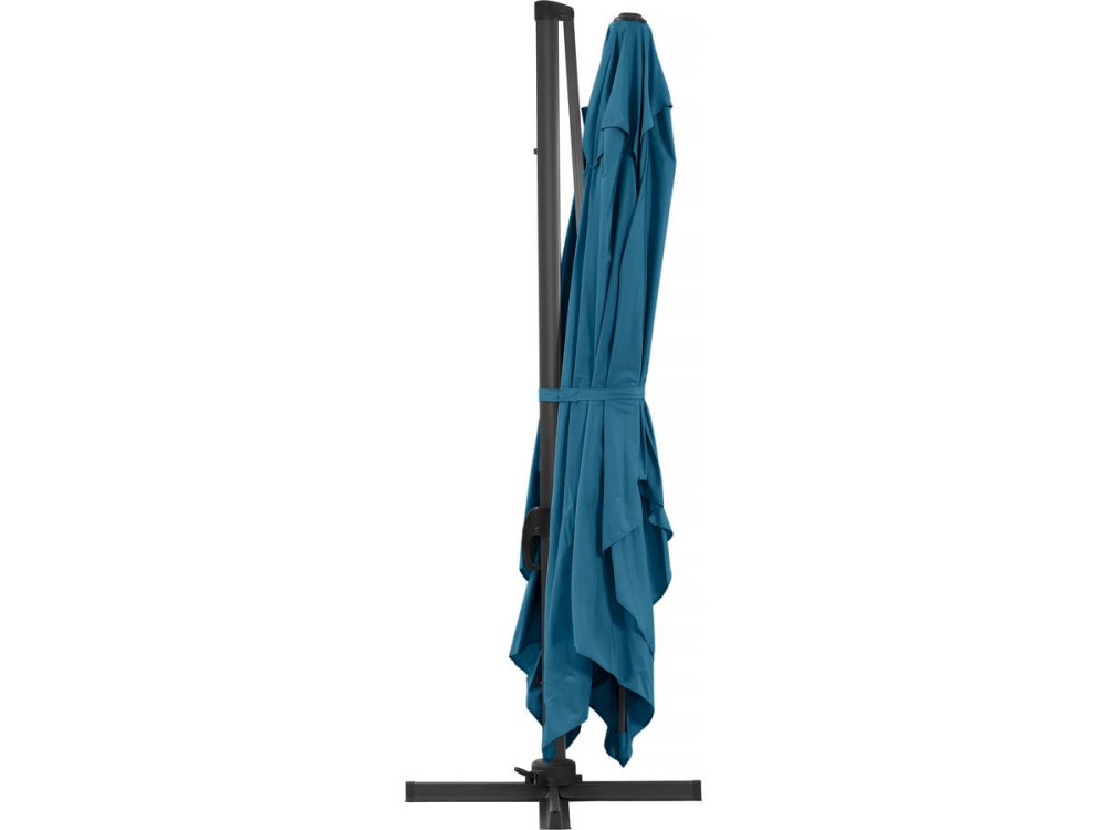 Parasol jardin déporté Alu "Sun 4" - Rectangle - 3 x 4 m - Bleu - Dalles à lester incluses