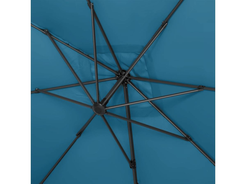 Parasol jardin déporté Alu "Sun 4" - Rectangle - 3 x 4 m - Bleu - Dalles à lester incluses