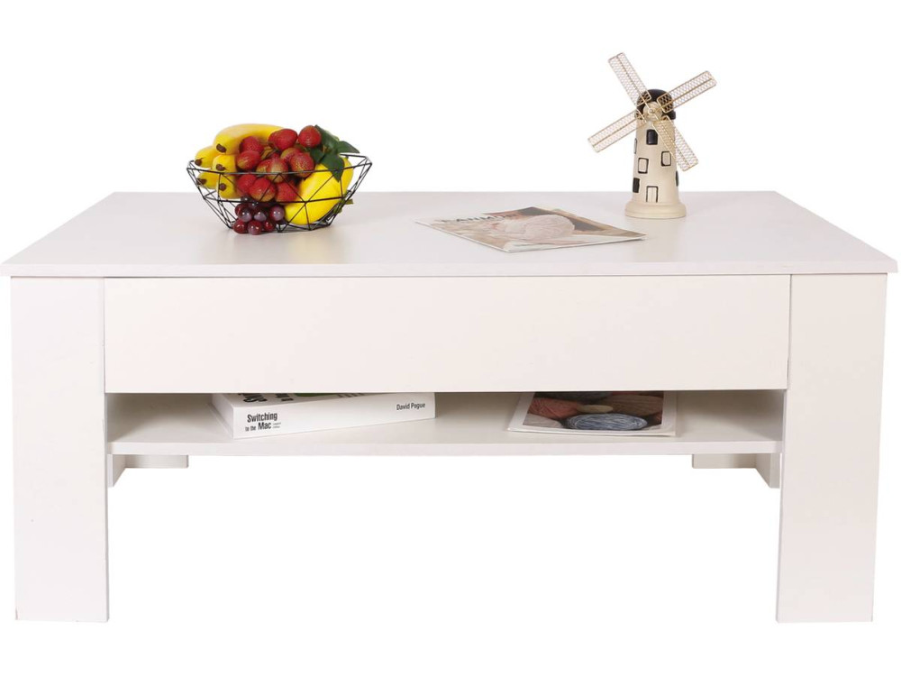 Table basse tiroir rectangulaire "Joy" - Blanc