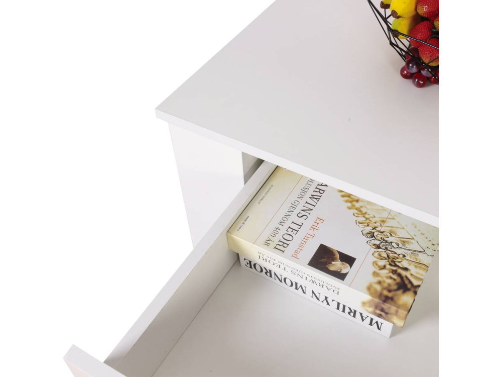 Table basse tiroir rectangulaire "Joy" - Blanc