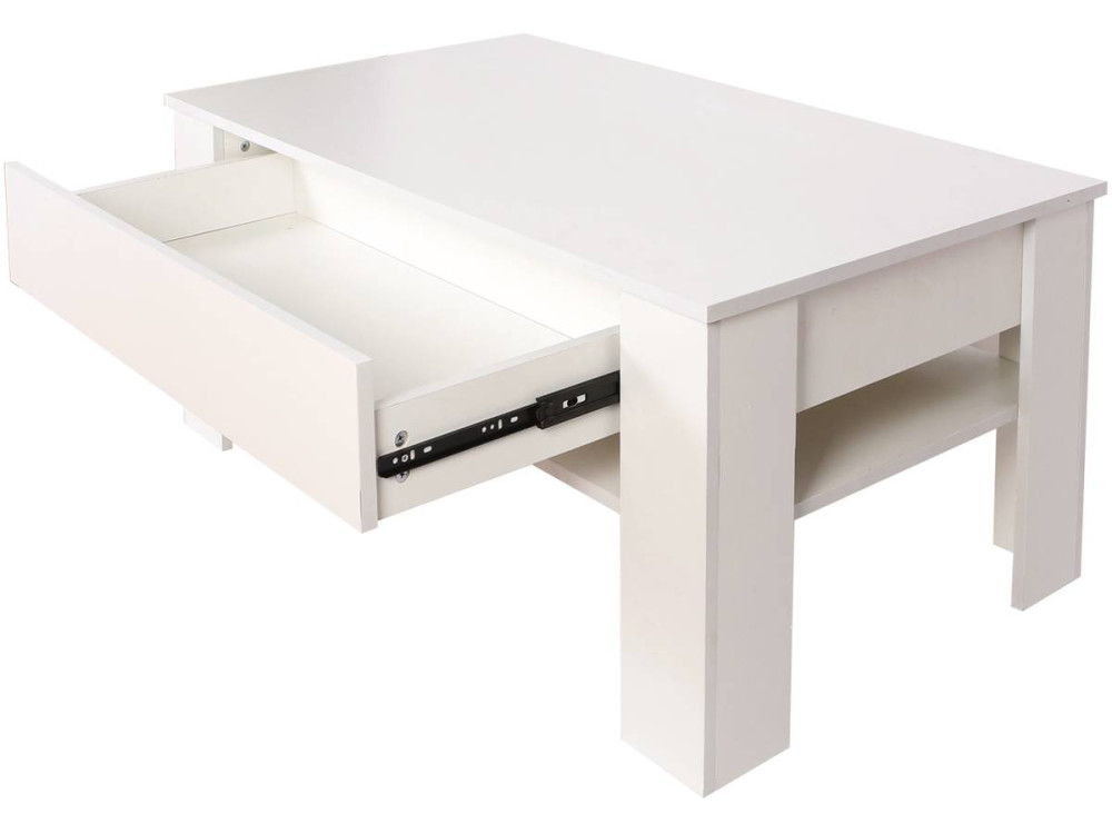 Table basse tiroir rectangulaire "Joy" - Blanc