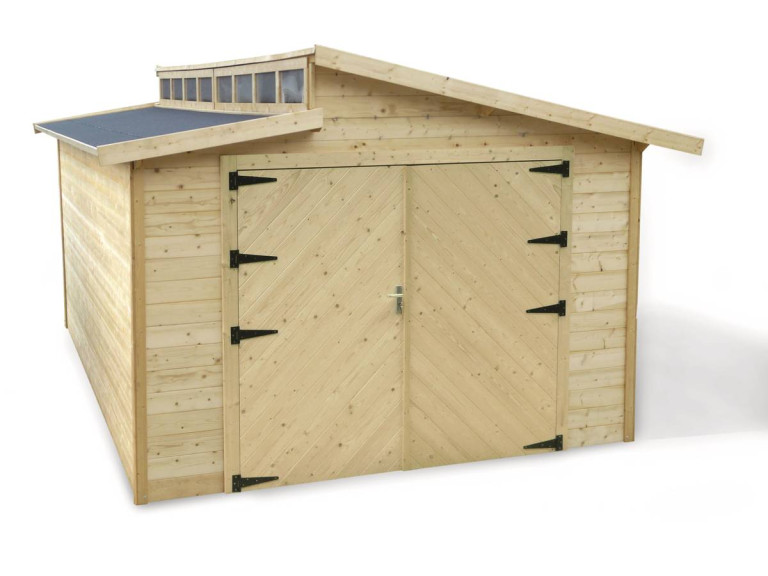 Garage bois "Torino" - 20.88 m2 - 3.64 x 5.74 x 2.92 m - 28 mm