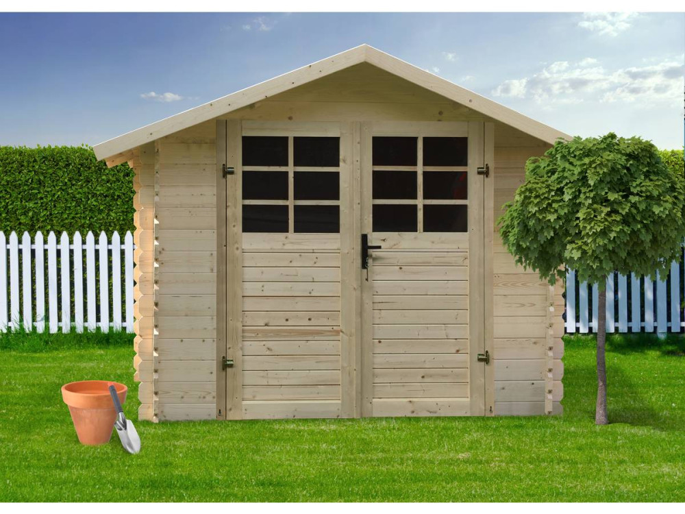 Abri jardin bois traditionnel - 8.88 m2 - 2.98 x 2.98x 2.18 m - 28 mm