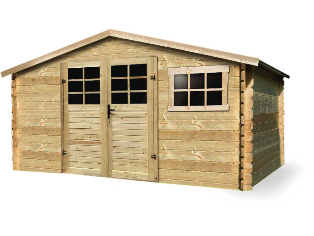 Abri jardin bois traditionnel -  11.56 m2 - 388 x 298 x 218 cm - 28mm