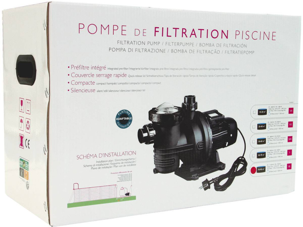 Pompe de filtration "Aqualux Premium - 3/4" - 12.9 m3/h - Pour piscine enterrée de 30-60 m3