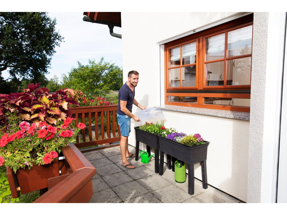 Kit de 3 carrés potagers "Urban" sur pieds avec serre - 75 x 37 x 65 cm