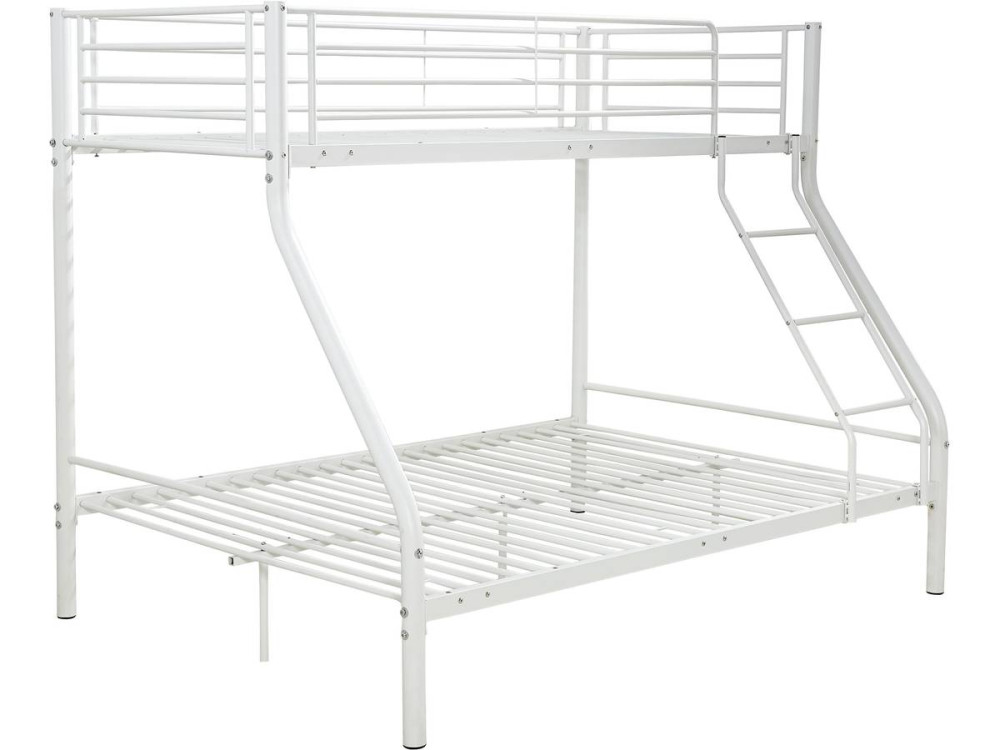 Lit superposé en métal "Leo" Sommiers inclus - 90/140 x 190 cm - Blanc