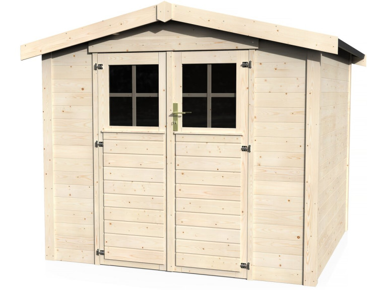 Abri jardin bois "Mareuil" - 6.14 m² - 2.57 x 2.39 x 2.12 m - 28 mm