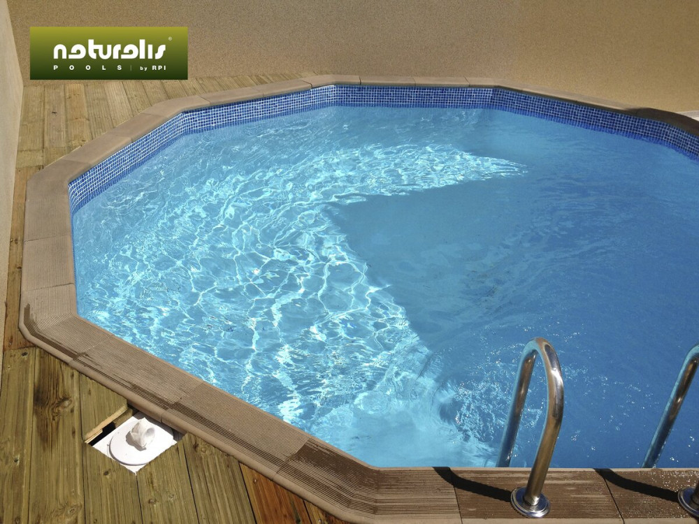 Piscine béton aspect bois en kit décagonale - 4.95 x 1.28 m