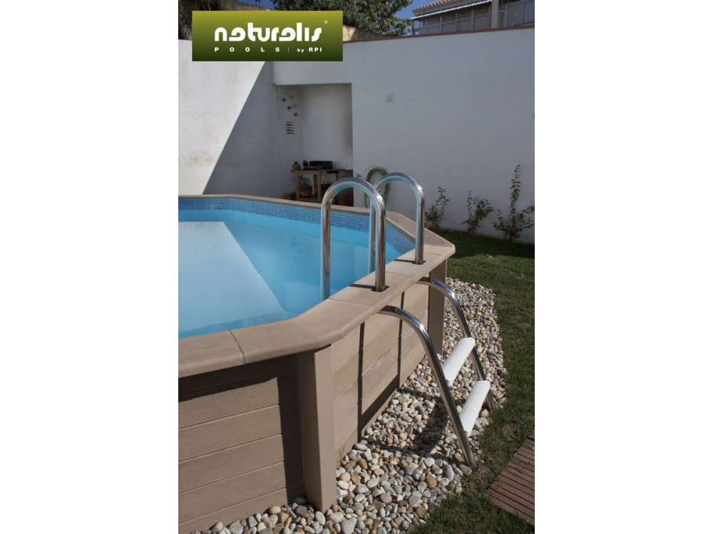 Piscine béton aspect bois en kit décagonale - 4.95 x 1.40 m