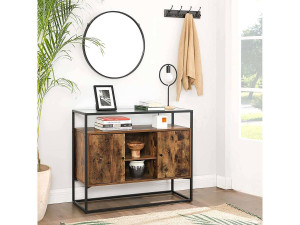 Buffet "Lowell" - 100 x 35 x 80 cm- Brun rustique/noir