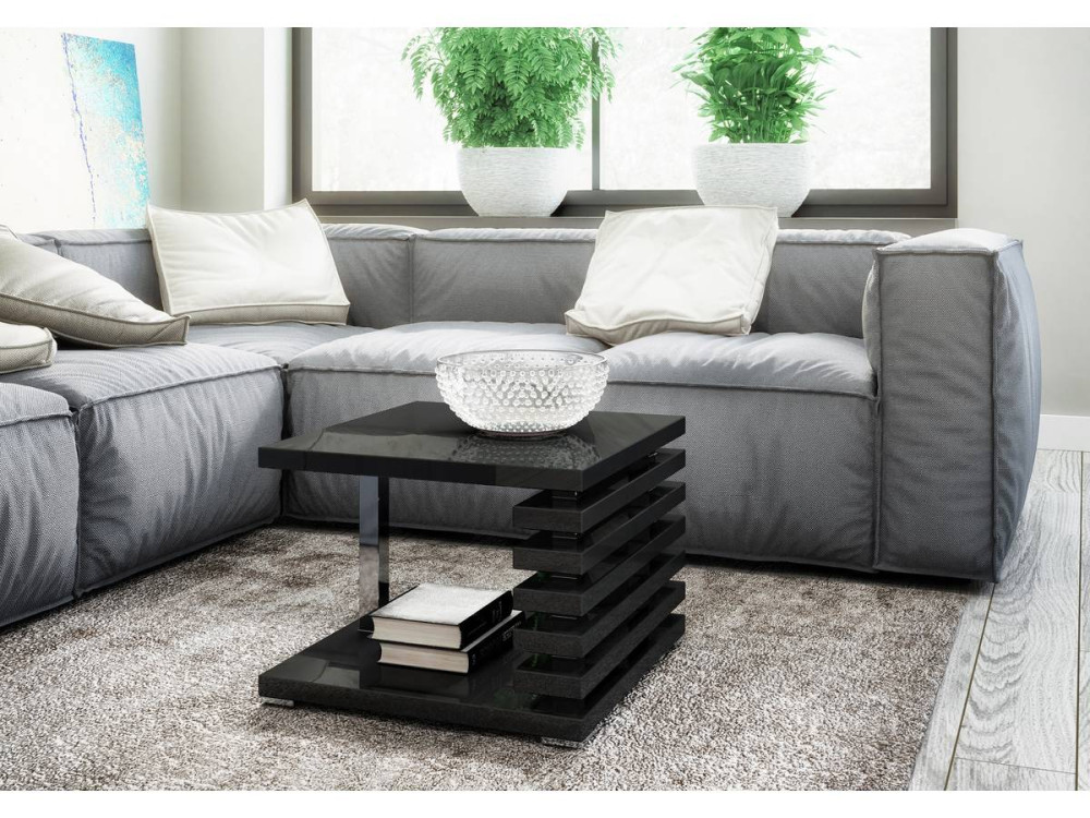 Table basse "Kyoto +2" - 60 x 60 x 44 cm - Noir/Brillant