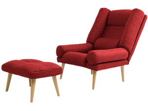 Fauteuil avec repose pieds "Lila" - Rouge
