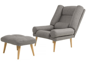 Fauteuil avec repose pieds "Lila" - Gris clair