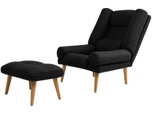 Fauteuil avec repose pieds "Lila" - Noir
