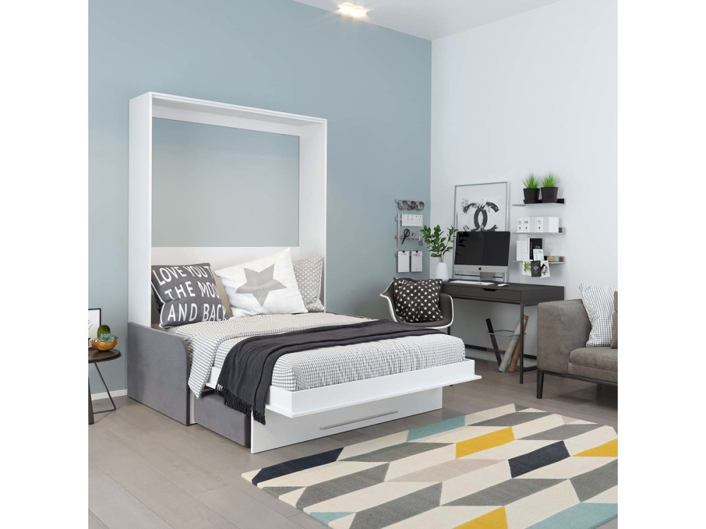 Lit escamotable "KYM SOFA 3" - 140 x 200 cm - Blanc