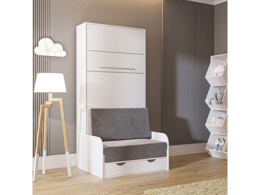 Lit escamotable "KYM SOFA 5" - 90 x 200 cm - Blanc