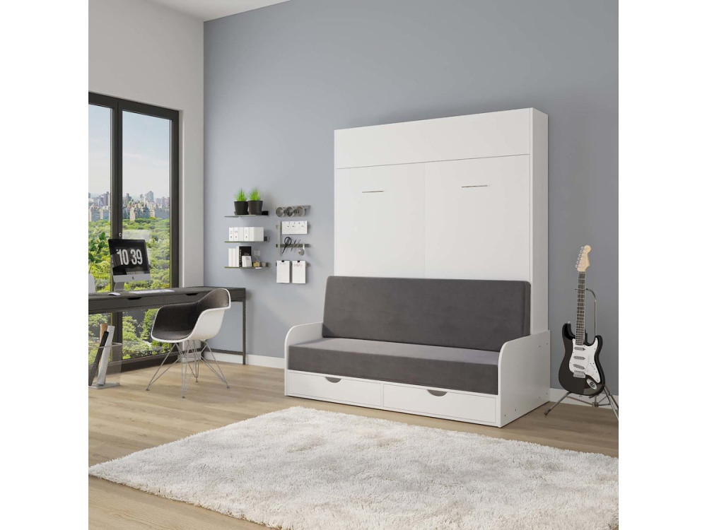 Lit escamotable "NYD SOFA 5" - 160 X 200 cm  Blanc