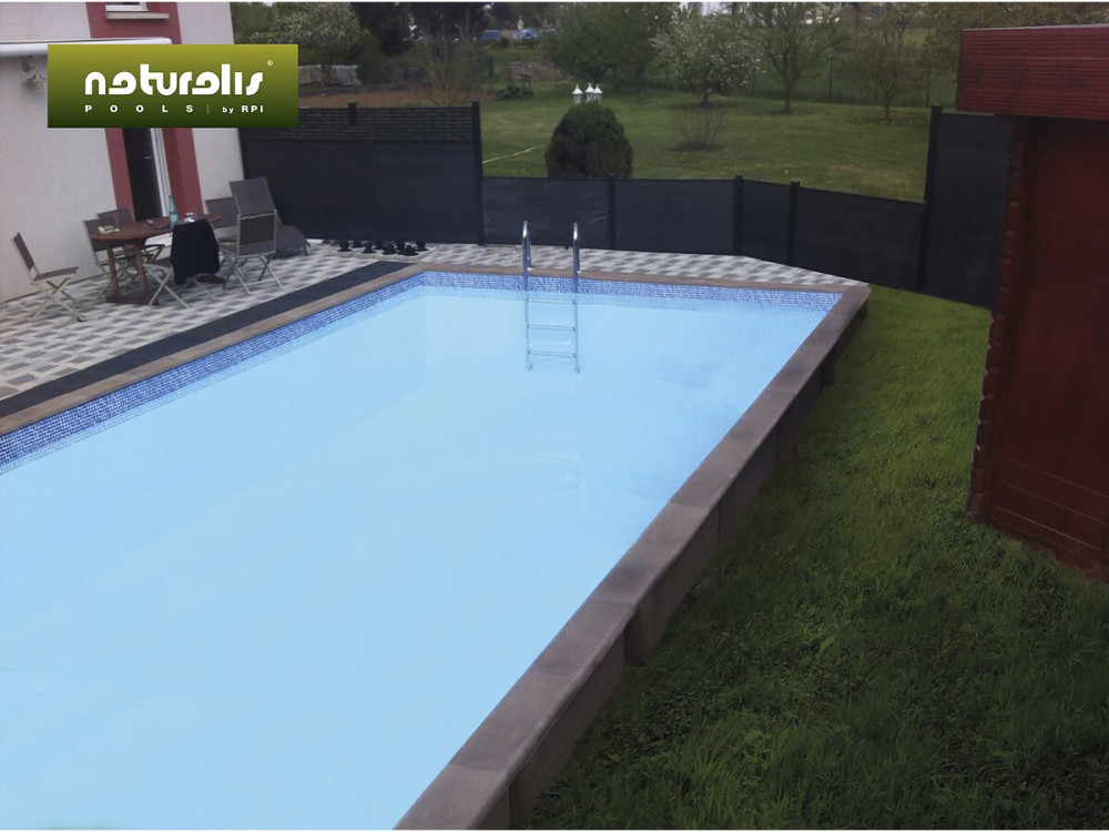 Piscine béton aspect bois en kit rectangle " Naturalis  " - 7.5 x 3.24 x 1.28 m
