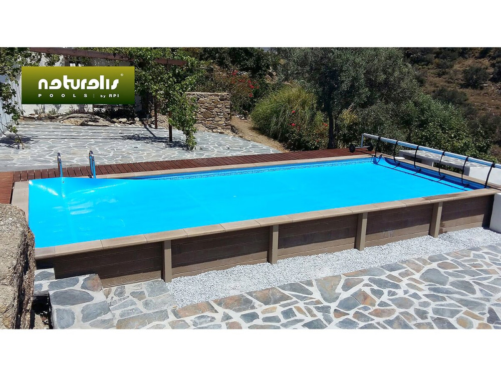 Piscine béton aspect bois en kit rectangle " Naturalis  " - 7.5 x 3.24 x 1.28 m