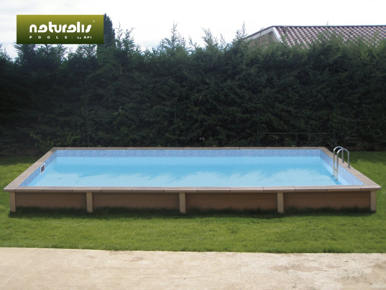 Piscine béton aspect bois en kit rectangle " Naturalis  " - 7.5 x 3.24 x 1.40 m