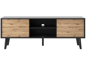 Meuble TV "Silas" 134 x 56 x 39 - Noir/Chêne artisanal