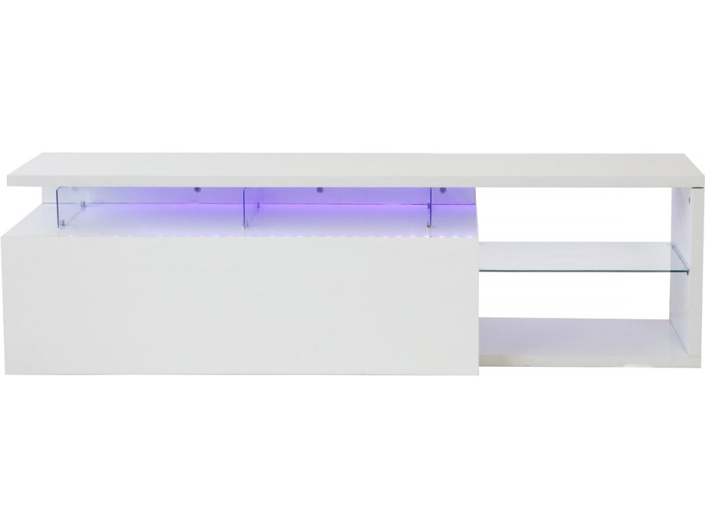 Meuble TV LED laqué "Penny" - 150 x 41 x 38 cm - Blanc