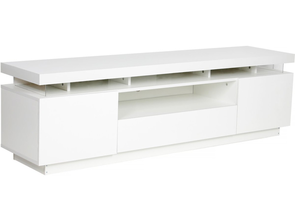 Meuble TV LED Laqué "Ruth" - 165 x 40 x 49 cm - Blanc