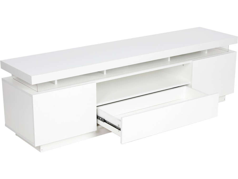 Meuble TV LED Laqué "Ruth" - 165 x 40 x 49 cm - Blanc