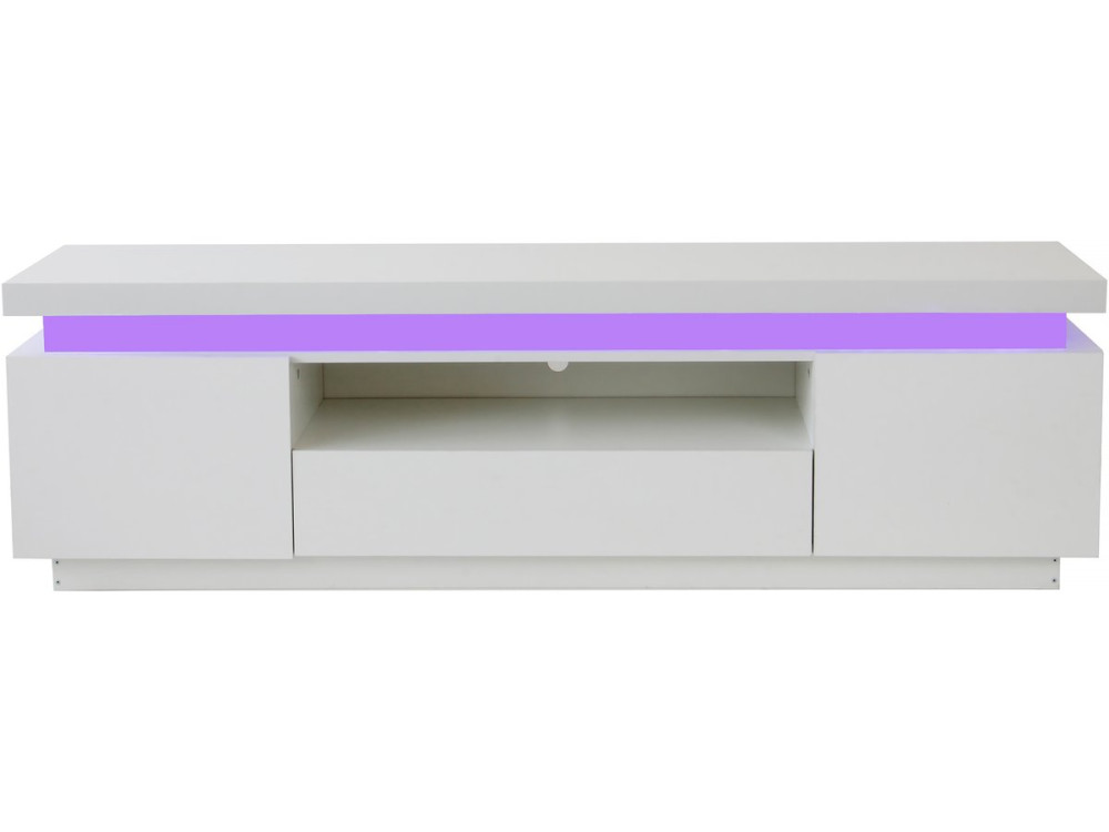 Meuble TV LED Laqué "Ruth" - 165 x 40 x 49 cm - Blanc