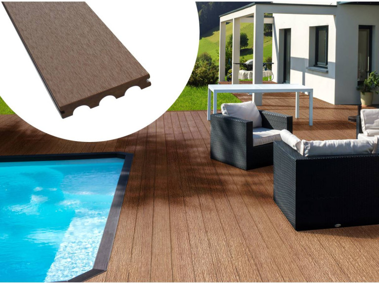 Pack 5 m² - Lames de terrasse composite pleines - Marron