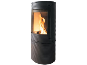Poêle à bois en fonte "Altara" - Raccordable - 45 x 45 x 105 cm - 7 kW - Anthracite