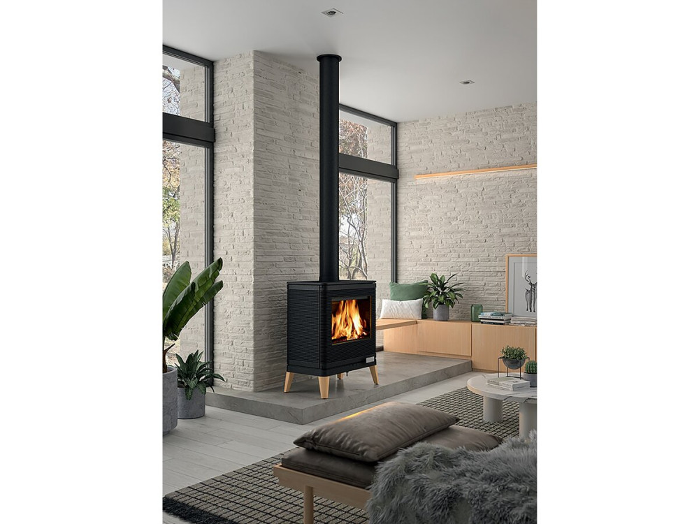 Poêle à bois en fonte "Kazan Zen" - 66 x 39,5 x 77,8 cm - 9 kW - Anthracite