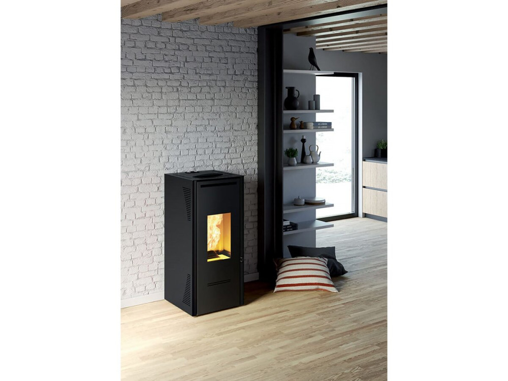 Poêle à granulé Monobloc "Talo 11" - Canalisable -  51,5 x 54 x 115 cm - 3,9 à 10,4 KW - Noir