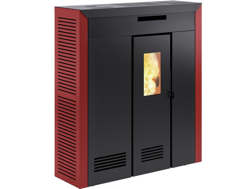 Poêle à granulés "Daglan Slim 9 " - 93 x 28 x 103,5 cm - 4,3 - 9 kW - Rouge