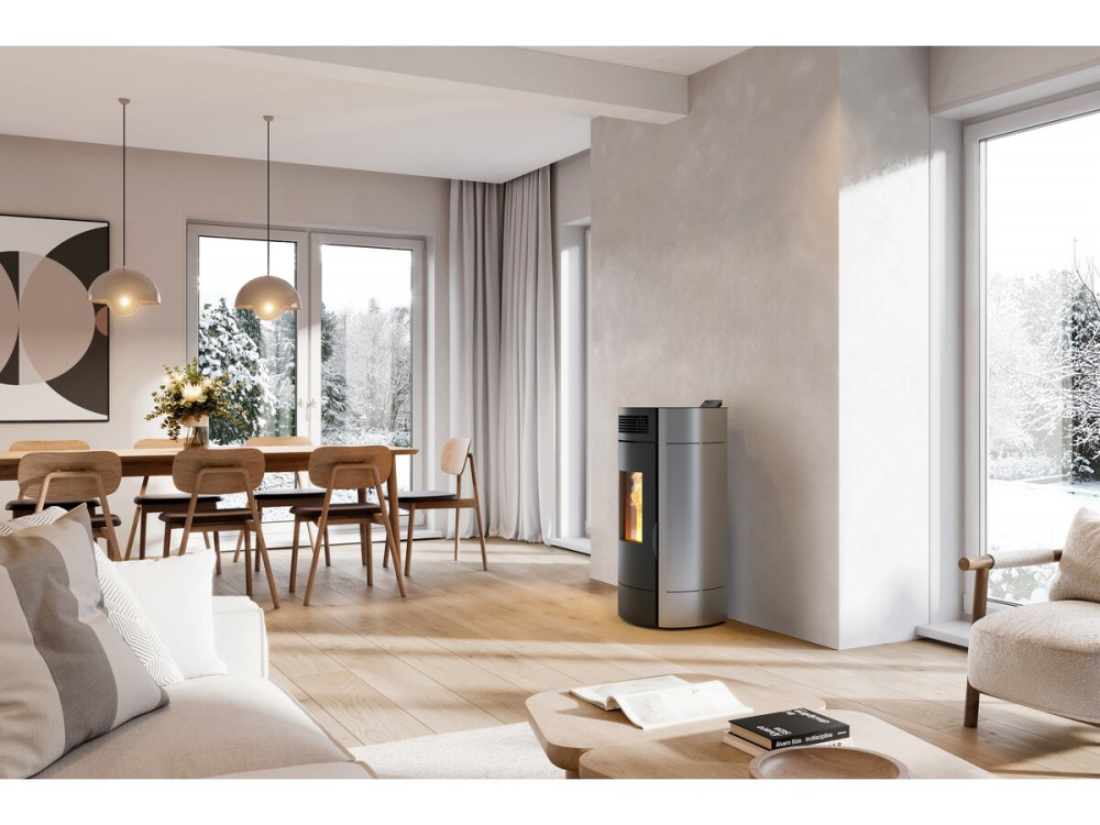 Poêle à Granulés "Lodi 8 " étanche - 3,1 à 8 kW - Wifi - Gris