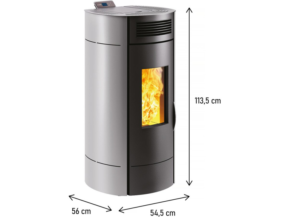 Poêle à Granulés "Lodi 8 " étanche - 3,1 à 8 kW - Wifi - Gris