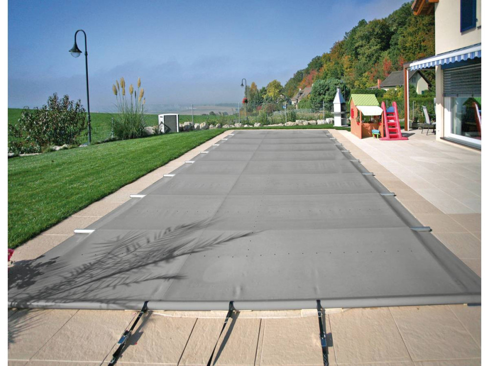 Couverture à barres 8.5 x 4.5 m - Piscine de 8 x 4 m - Gris