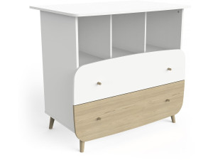 Commode enfant 2 tiroirs 3 niches "Firmiana" - Blanc