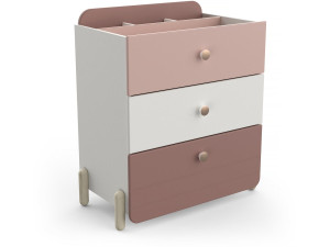 Commode enfant "Jade" - 3 tiroirs - Rose