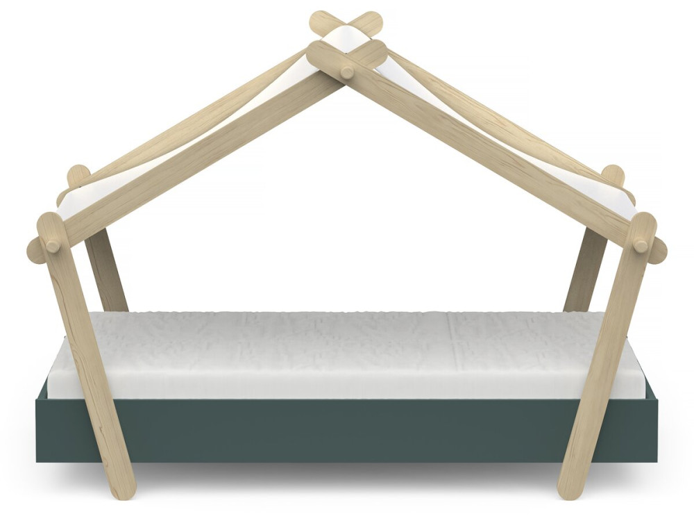 Lit cabane surélevé enfant " Lodge " - 70 x 140 cm - Vert