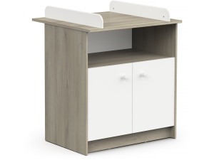 Commande à langer pour bébé "Helicia" 2 tiroirs et 1 niche - Blanc/Marron
