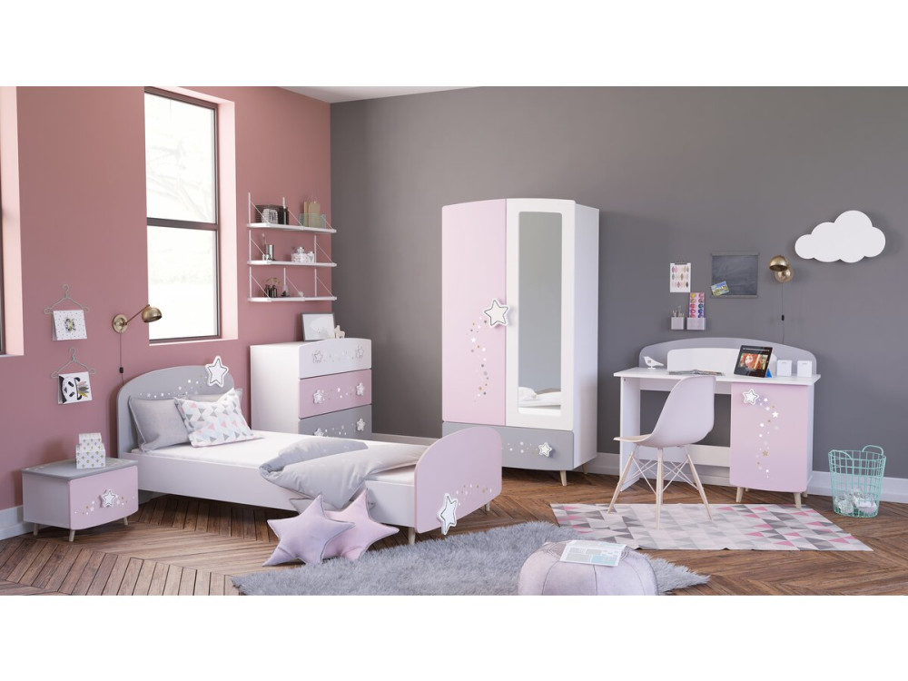 Commode enfant "Etoiles 2" - 3 tiroirs - Blanc