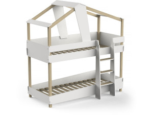 Lit cabane superposé bois "Timber" - 90 x 200 cm - Blanc