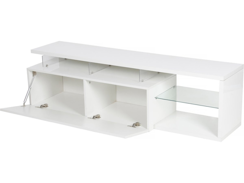Meuble TV LED laqué "Penny" - 150 x 41 x 38 cm - Blanc