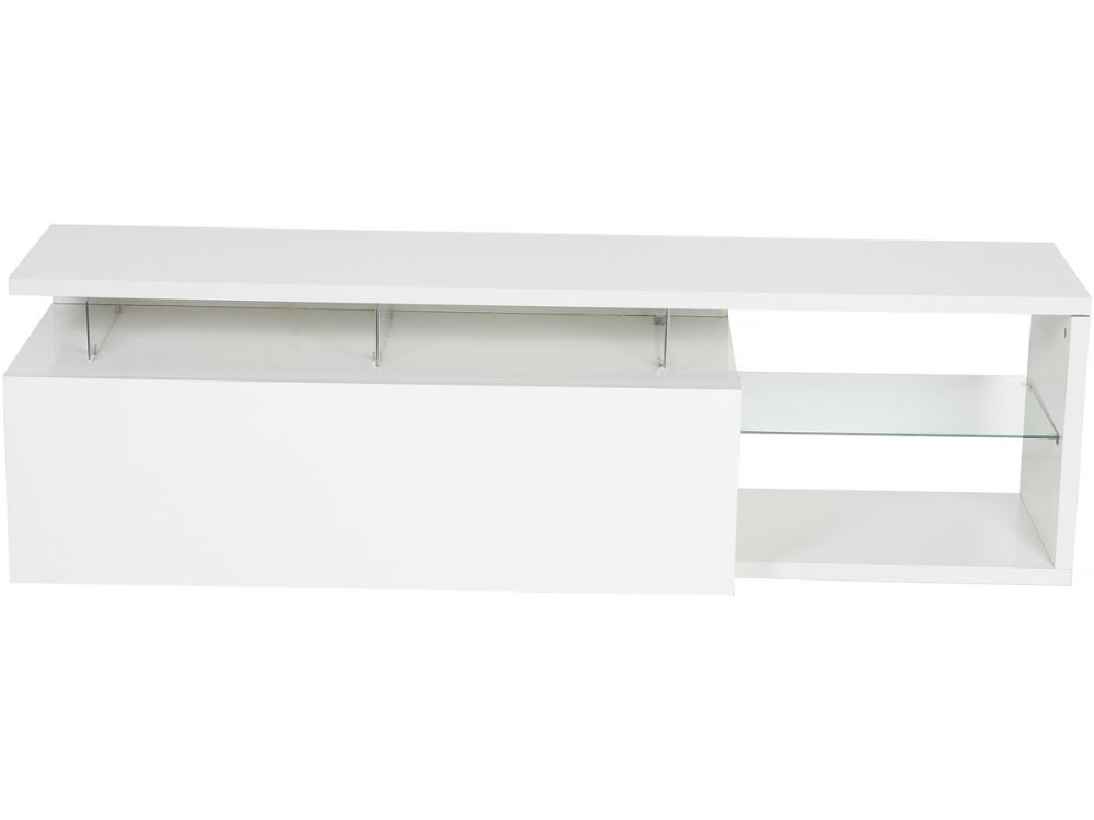Meuble TV LED laqué "Penny" - 150 x 41 x 38 cm - Blanc