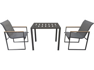 Salon de jardin balcon "Liam" - 2 places - Marron/Gris