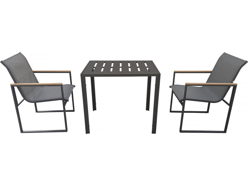 Salon de jardin balcon "Liam" - 2 places - Marron/Gris