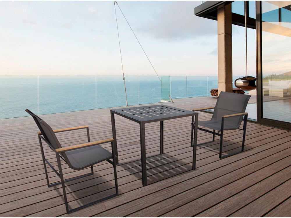 Salon de jardin balcon "Liam" - 2 places - Marron/Gris